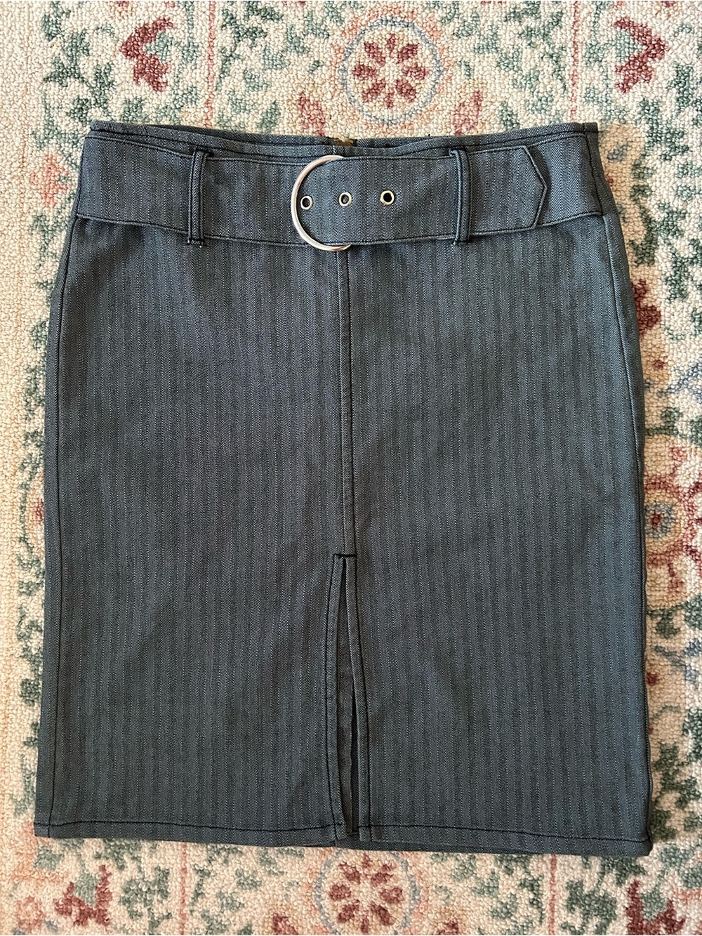 XOXO jeans Gray Pinstripe Pencil Skirt with Belt